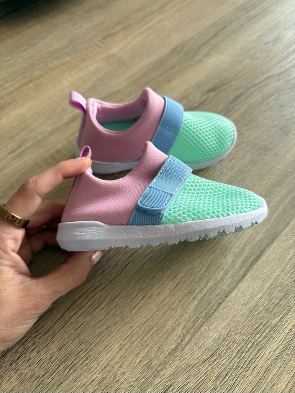 Cat & Jack Pink & Mint Slip-On mesh athletic Shoes